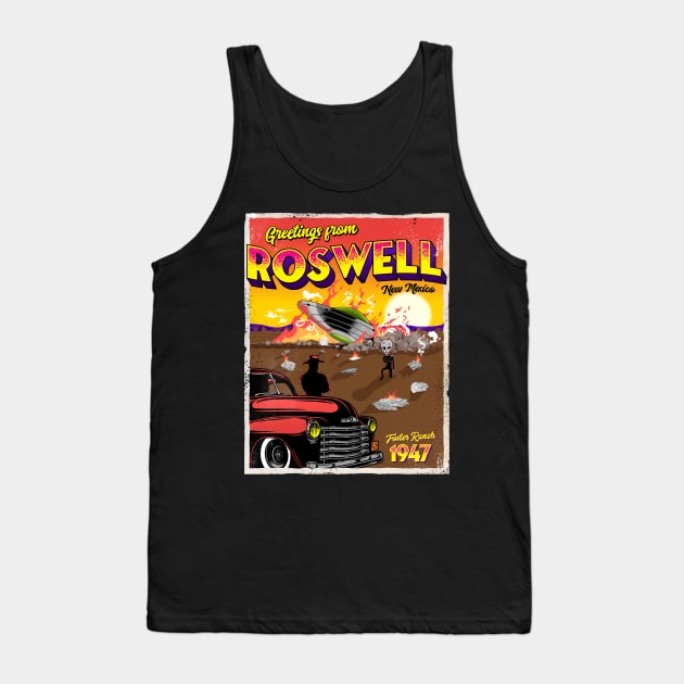 Greetings from Roswell 1947 UFO Crash Tank Top by Strangeology